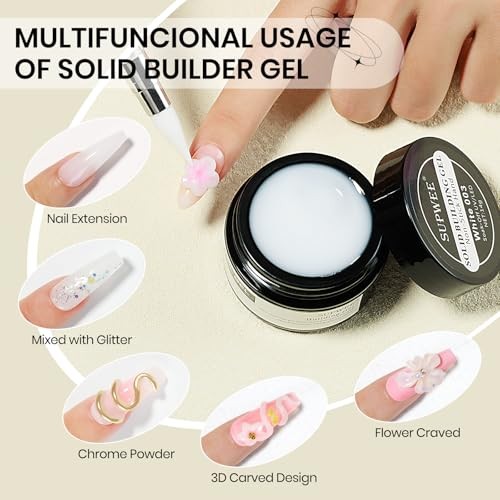 Solid Sculpture Builder Gel, 3D Nail Gel Non-Stick Hand Nail Milky White