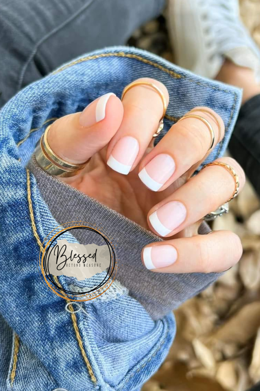 RED ASPEN Nail Dashes Press On Nails~ Short~ Square ~ NELL’S FRENCH TIP Manicure