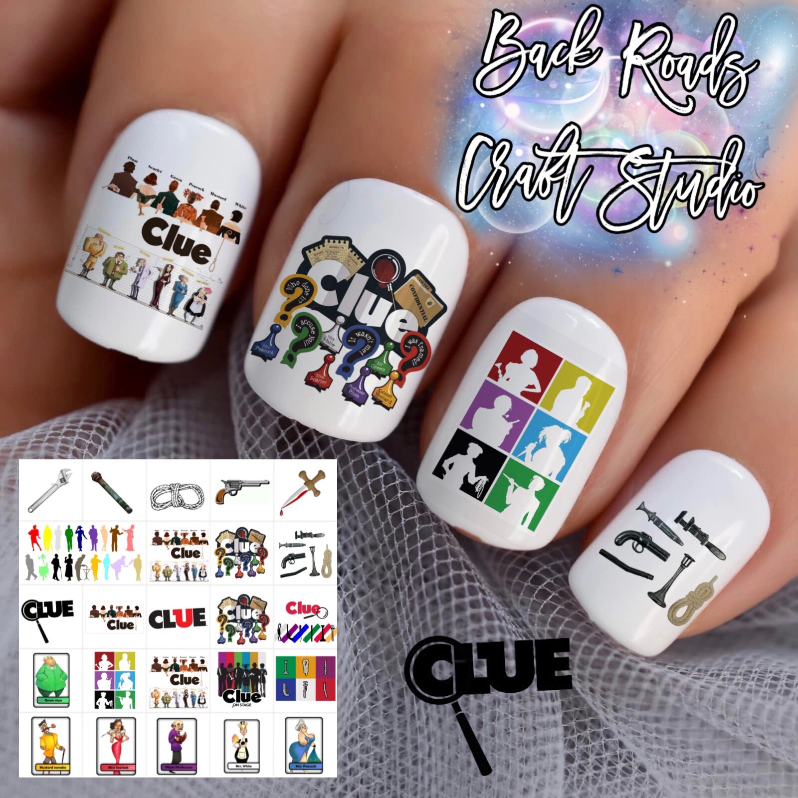 Clue The Board Game Waterslide Nail Art Decals Set Of 50 Instructions And Bonus