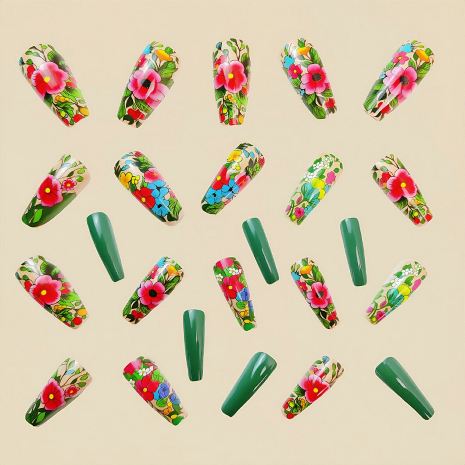 4 set （24Pcs/set ）Flowers False Nail Art Full Cover Artificial Fake Nails
