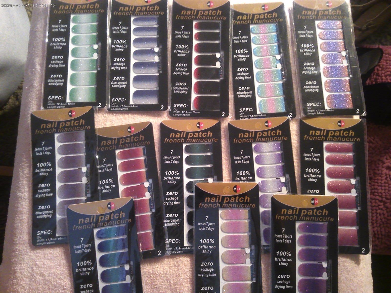 New Nail Patch 13 Pack French Manicure assorted packs Press on