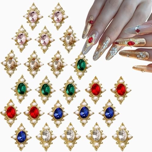 Luxury Nail Charms Big Rhinestones Gold Border Nail Gems Metal Alloy asd-24