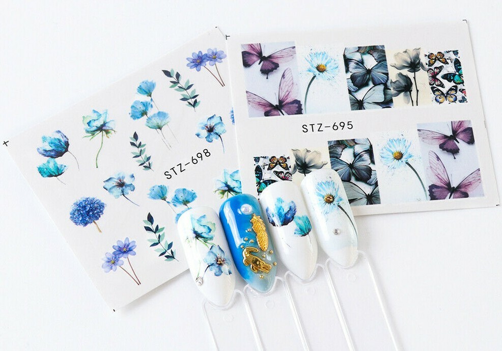 Nail Art Water Transfer Sticker Flower Rose Butterfly Flamingo Seashell Decals