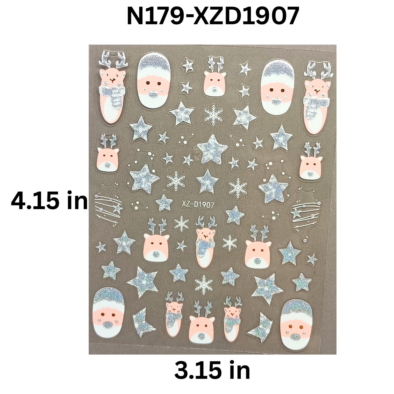 Christmas Reindeer 3D Nail Stickers – Cute Holiday Nail Art