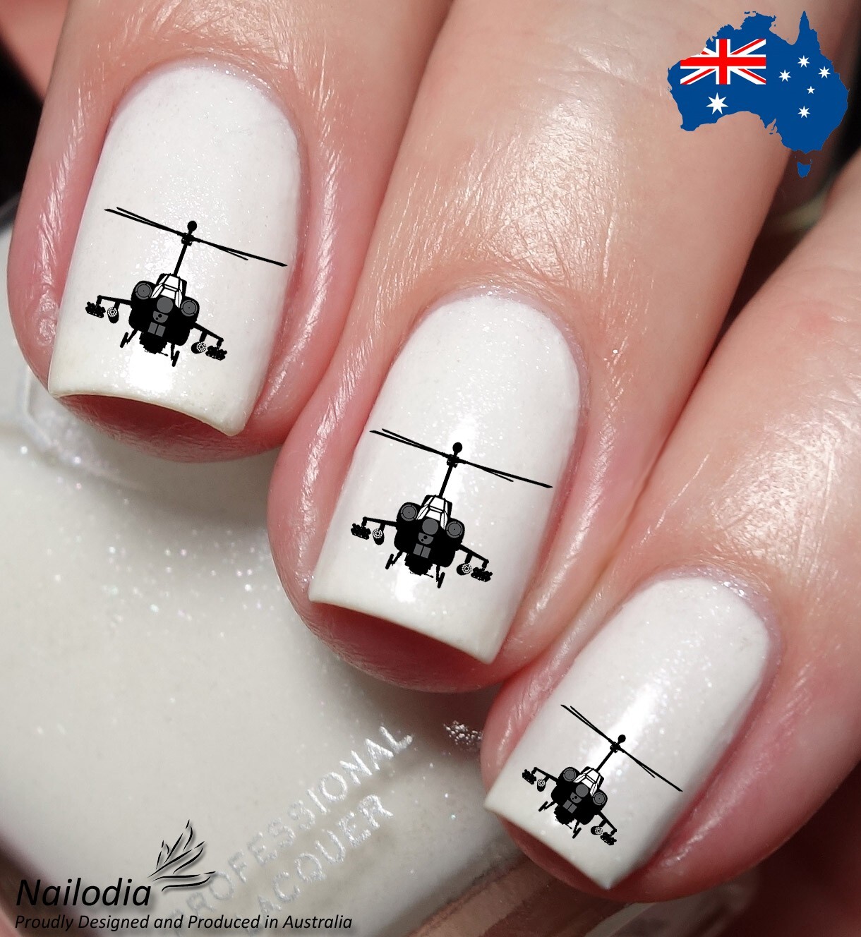 Chopper Helicopter Nail Art Decal Sticker Water Transfer Wrap