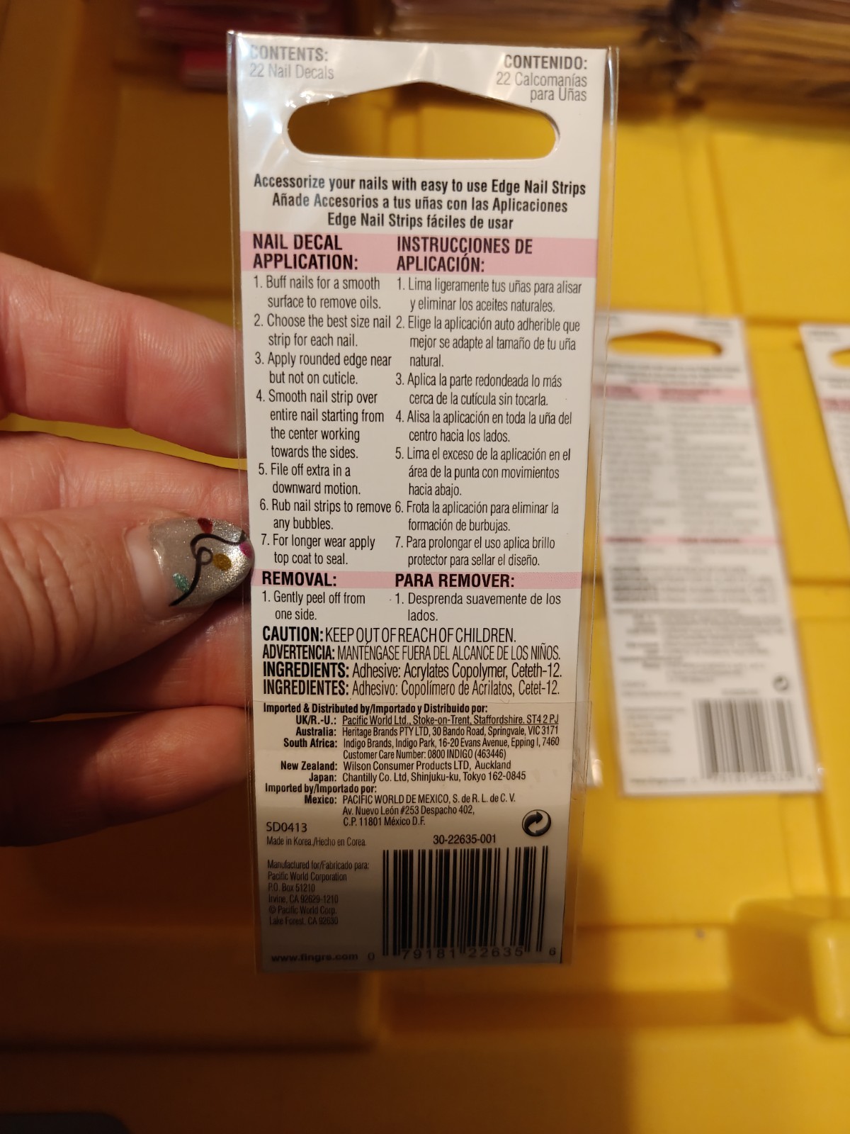 NK2- Fing’rs Edge #22635- 4 Packs of Each Nail Strips. 22 Strips In Each Pack