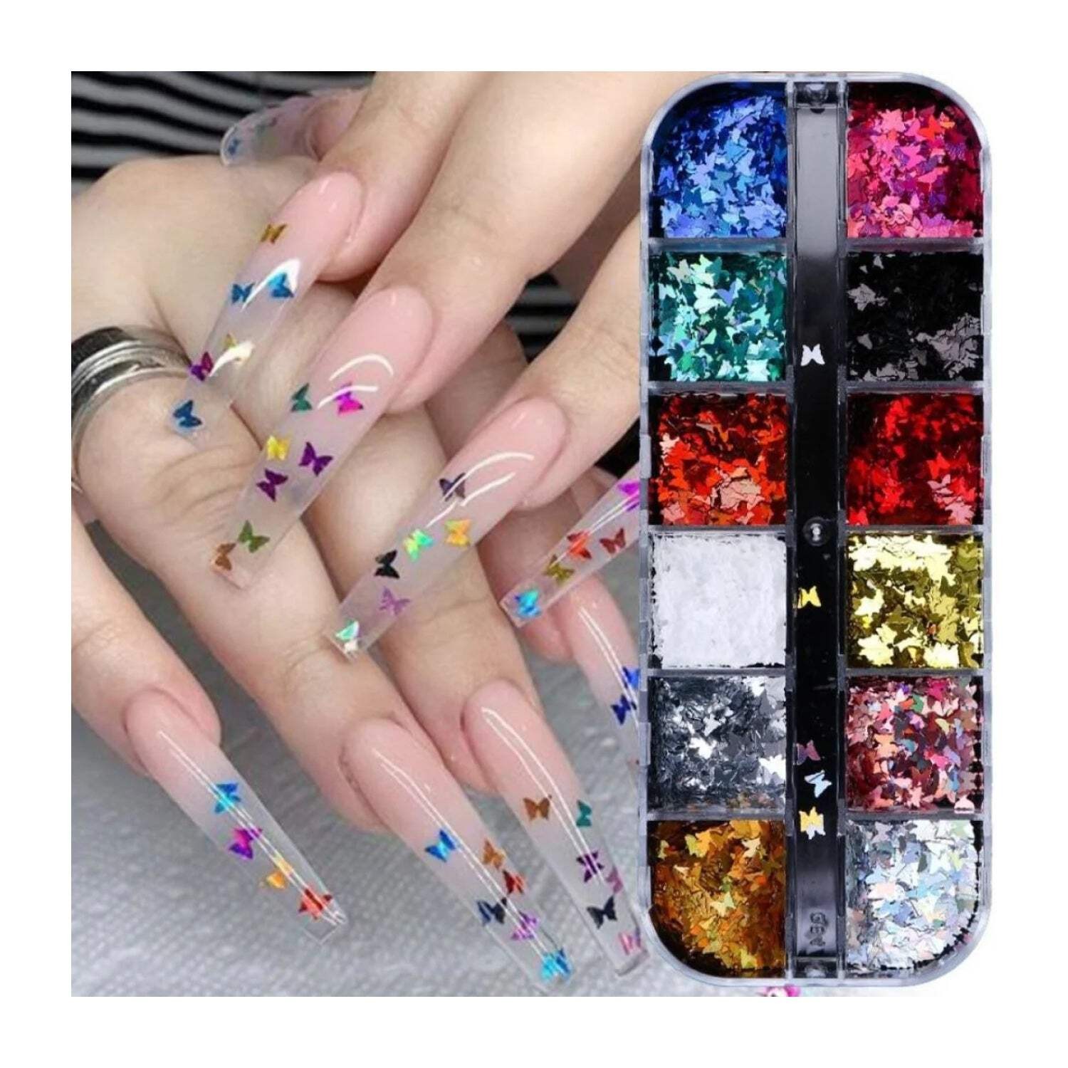 Holographic Nail Paillette Fruit Heart Butterfly Mirror Slices Nail Art Sequins