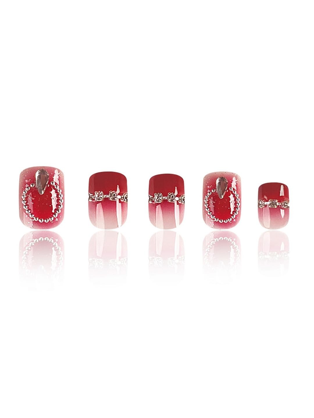 Secret Lives Glossy Reusable Artificial Wine Color with Small Stone Chain 24 set