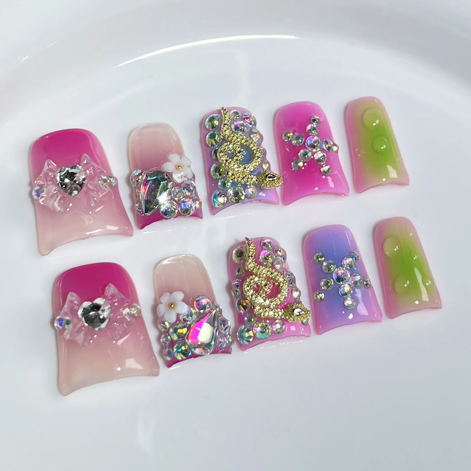 10pcs Handmade Press on Nails Art Simple White French Short Fake Nail Wearable