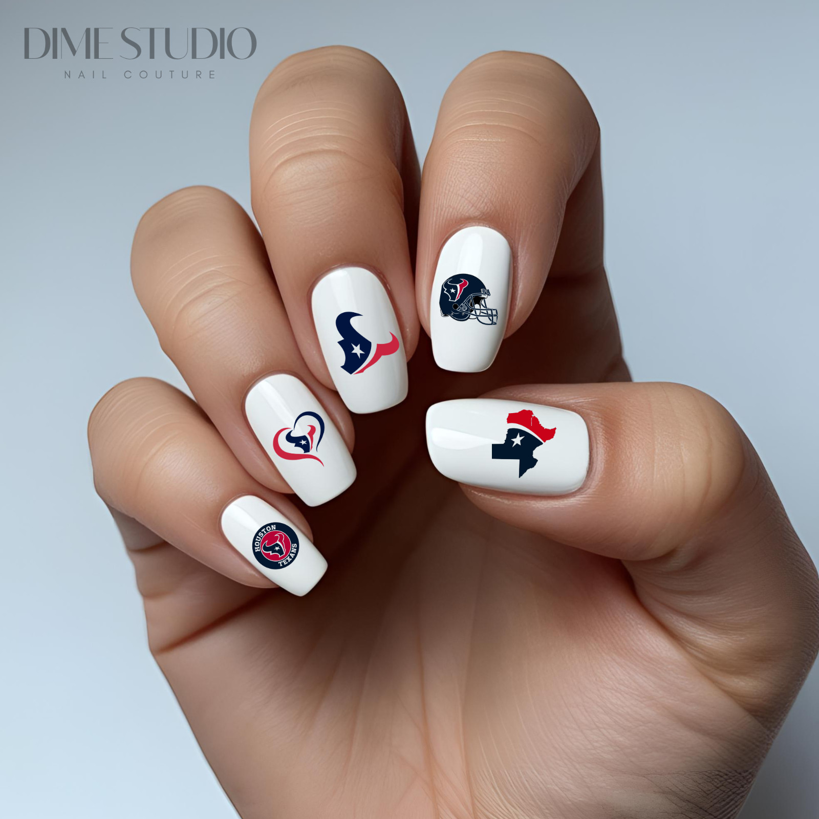 Houston Texans Football Nail Decals Water Transfer Clear Overlay Nail Art