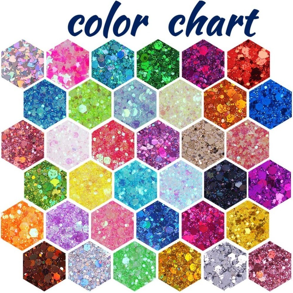 Multicolored Chunky and Fine Glitter Mix with Sequins Cosmetic Glitter for Nails