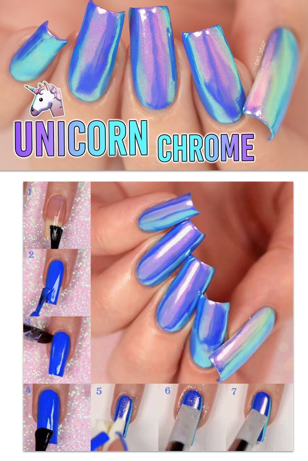 UNICORN CHROME Nail Powder White Mirror AURORA Effect Mermaid Rainbow AB Crystal