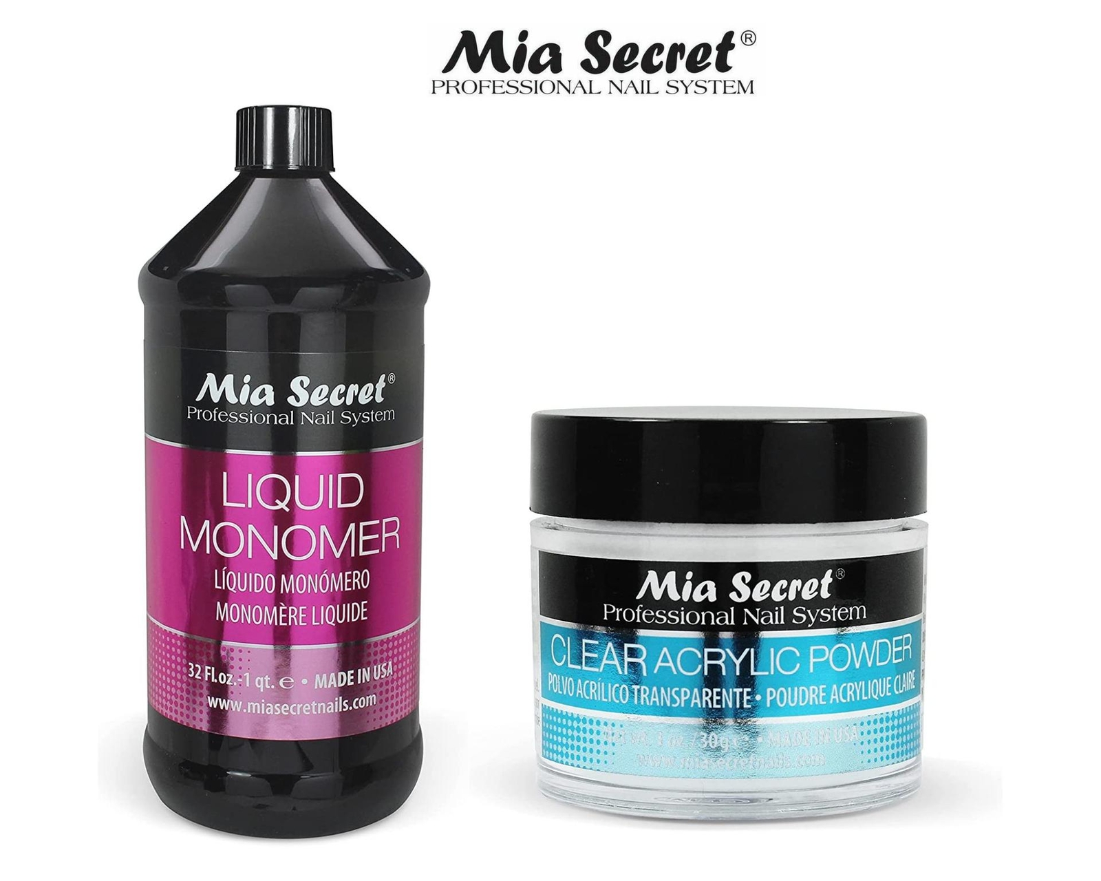 Mia Secret Liquid Monomer 32 oz and Clear Powder 1 oz