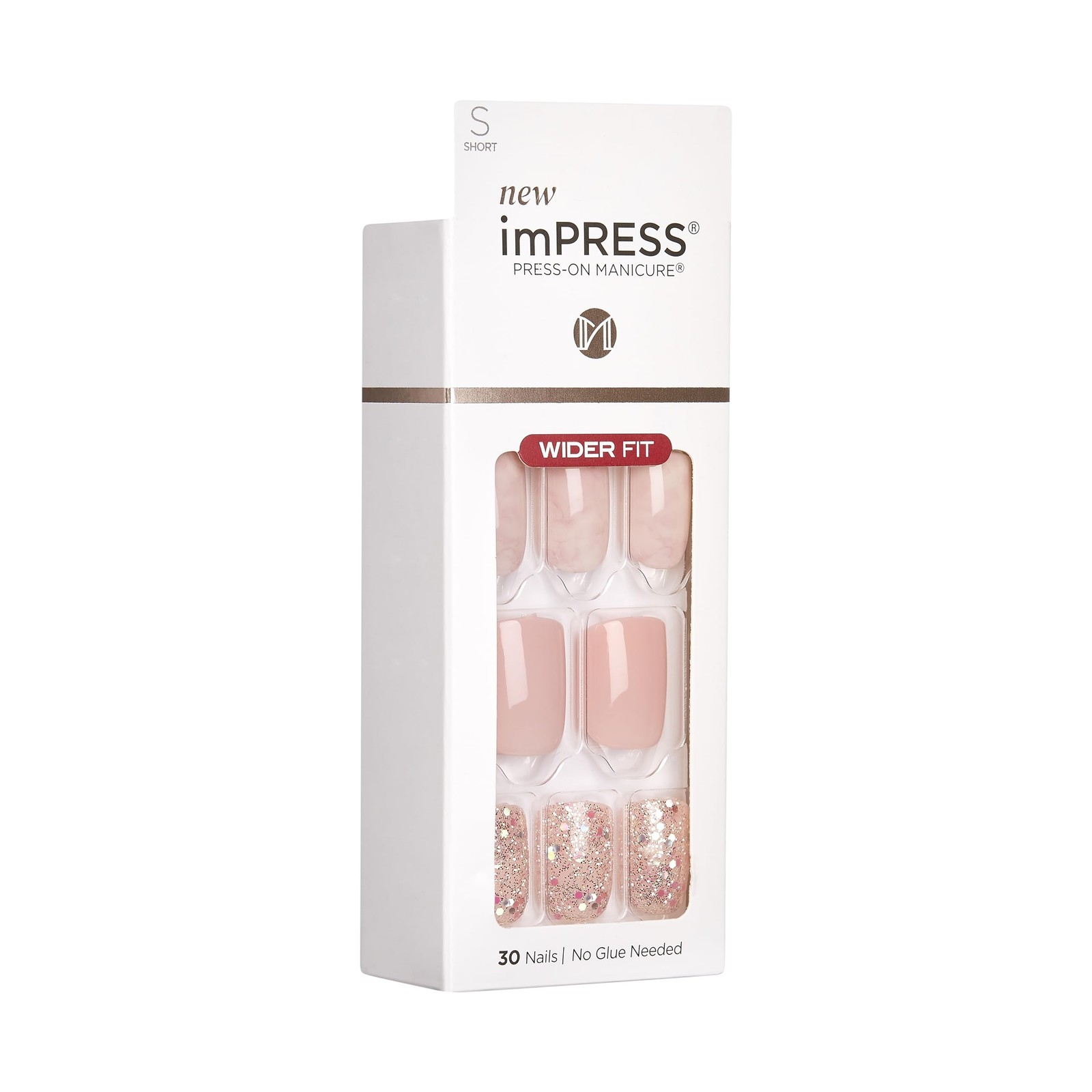KISS No Glue Mani Press On Nails, Design, ‘Just a Dream’, Pink, Short Size, S…