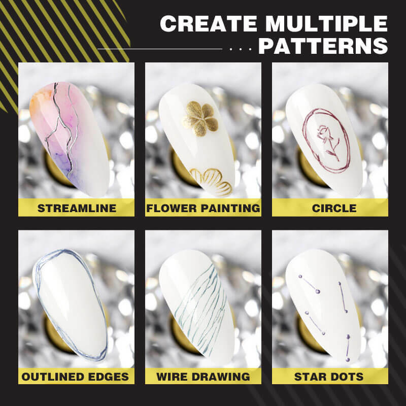6PCS Mirror Metallic Nail Gel Metal UV LED Draw Painting Stamping Nail