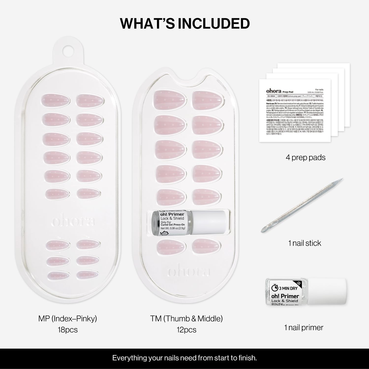 ohora Gel Press On Nails | Pink, Chrome Dot, Medium Oval | Glazed Dot | Salon…
