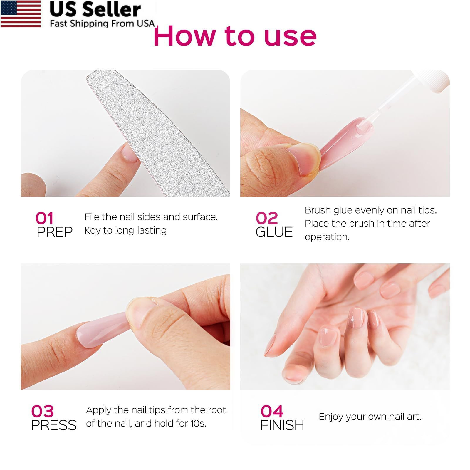 TIPHULAN 7ml Brush On Nail Glue for Press On, 0.23 Fl Oz (Pack of 1), clear