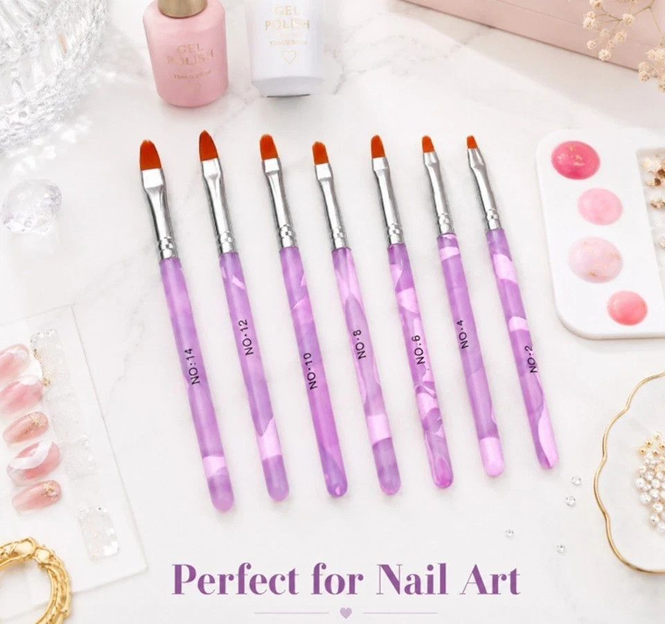 7-Pack Nail Art Brush Set Acrylic Gel Polish Drawing Painting Pens for Manicure