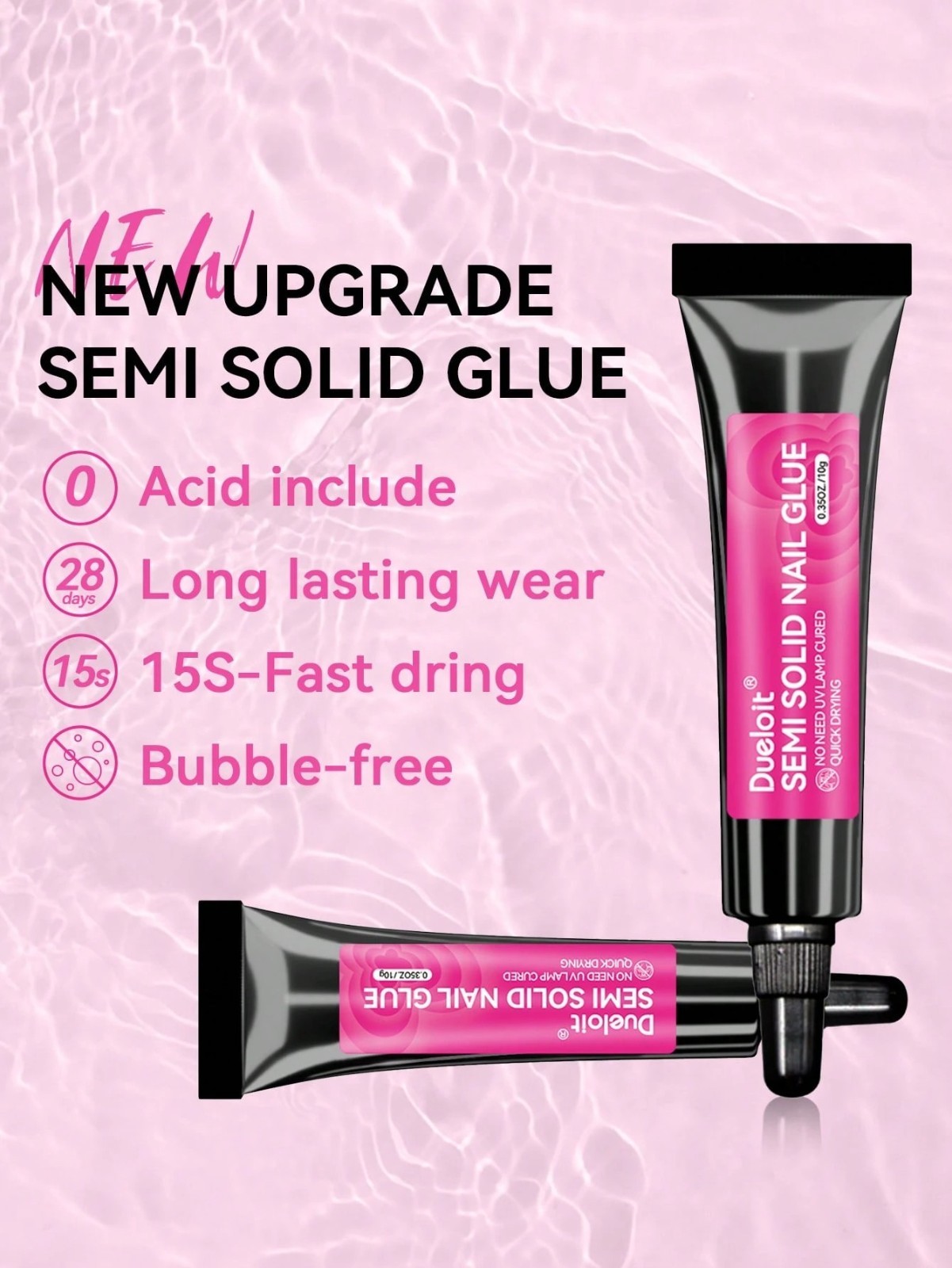 2PCS Newly Upgraded Quick Drying 10g Semi Solid Nail Glue For Press On Nails Tip