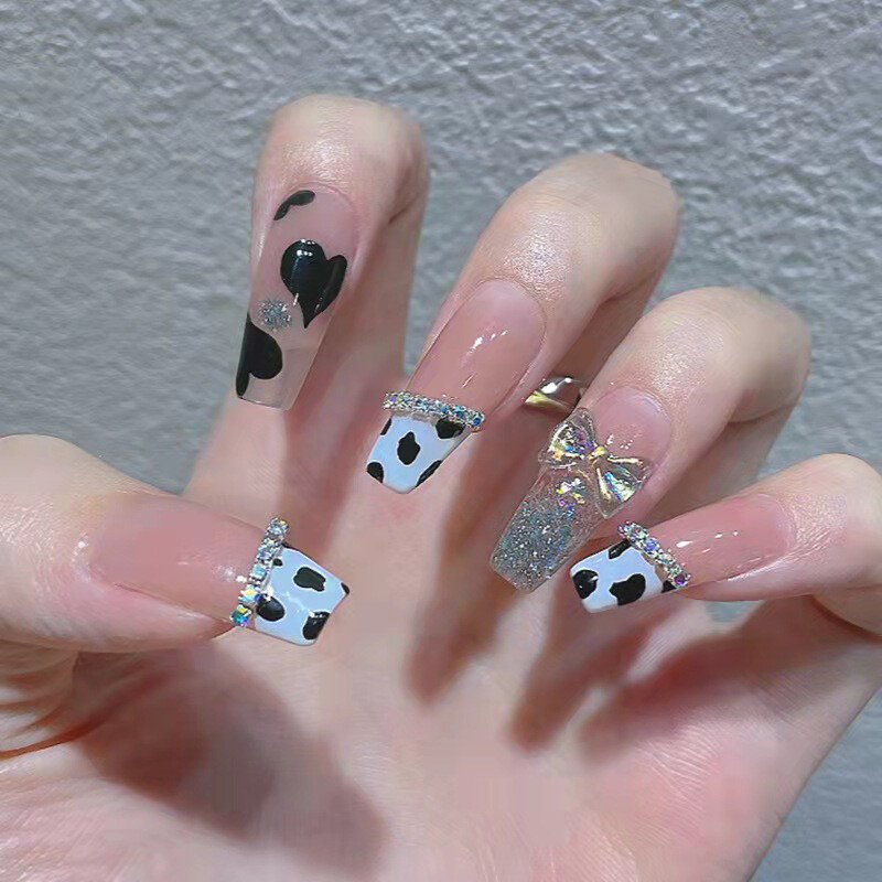 2X 24PCS Fake Nails Reusable Stick On Nails Press on Full Cover False Nail Tips
