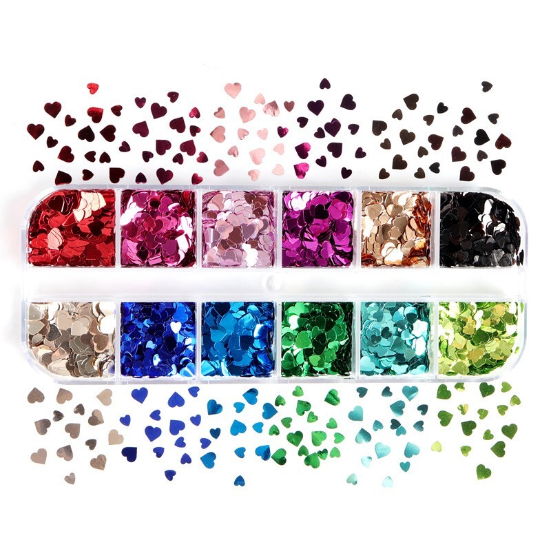 Multi-Color Heart Love shape Nail Art Sequin Glitter Flakes DIY Decor for Nails