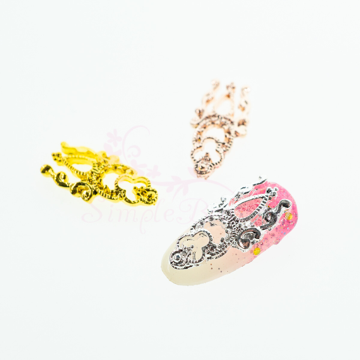100 Retro Hollow Lace Metal Alloy Charms 3D Nail Art Manicure DIY Decorations