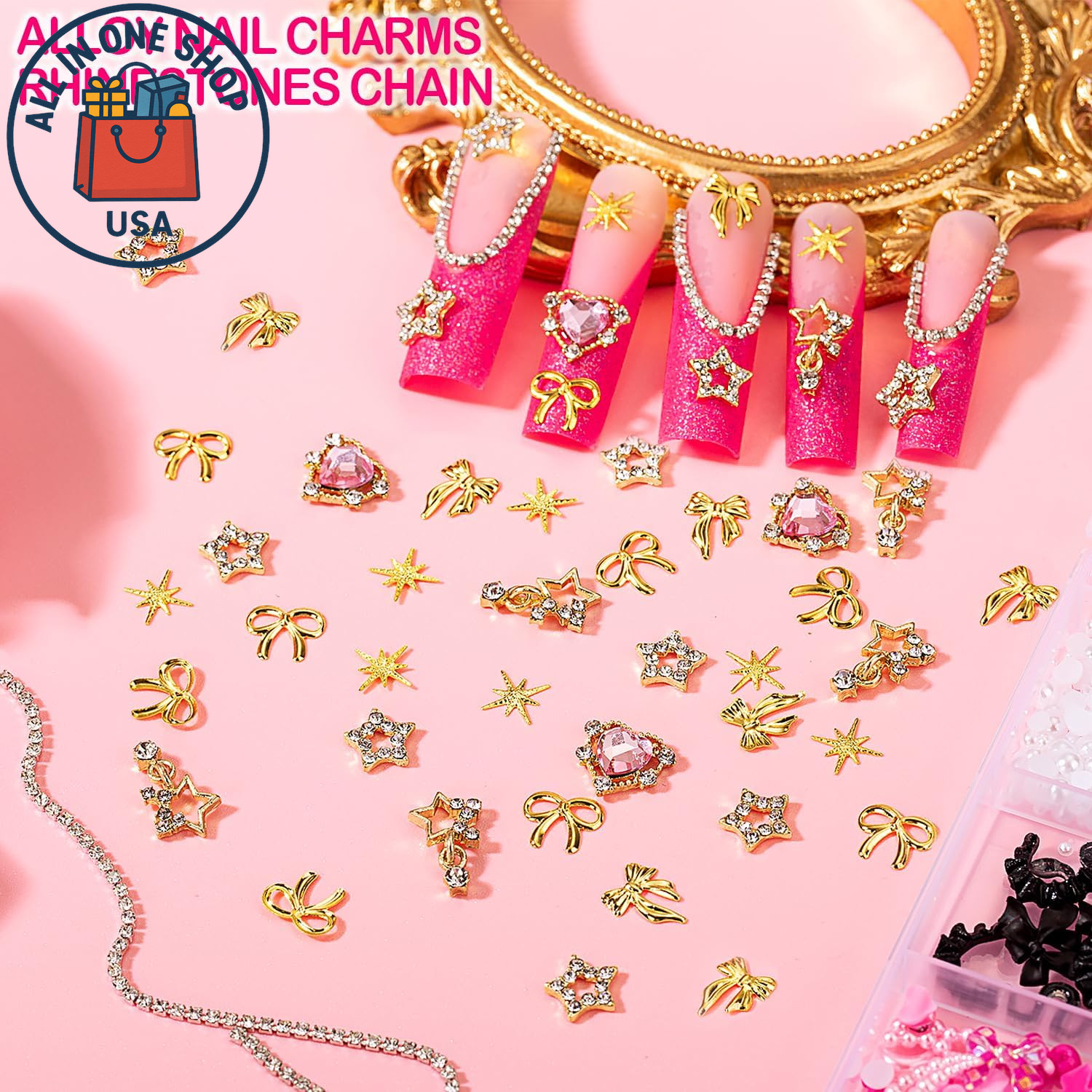 3D Nail Charms & Gems, Y2K Nail Art Decorations with Butterflies Stars 8000Pcs