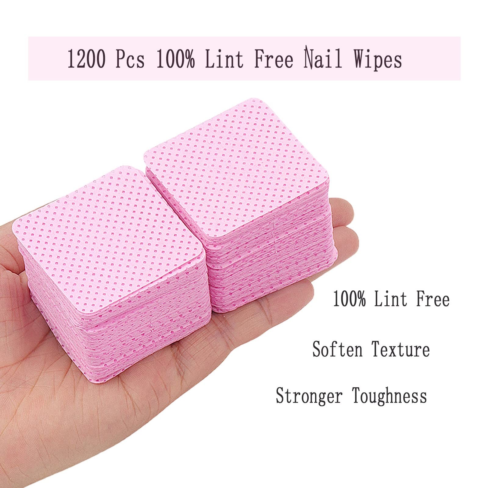 Lint Free Nail Wipes, 1200Pcs Pink Eyelash 1200 Count (Pack of 1),