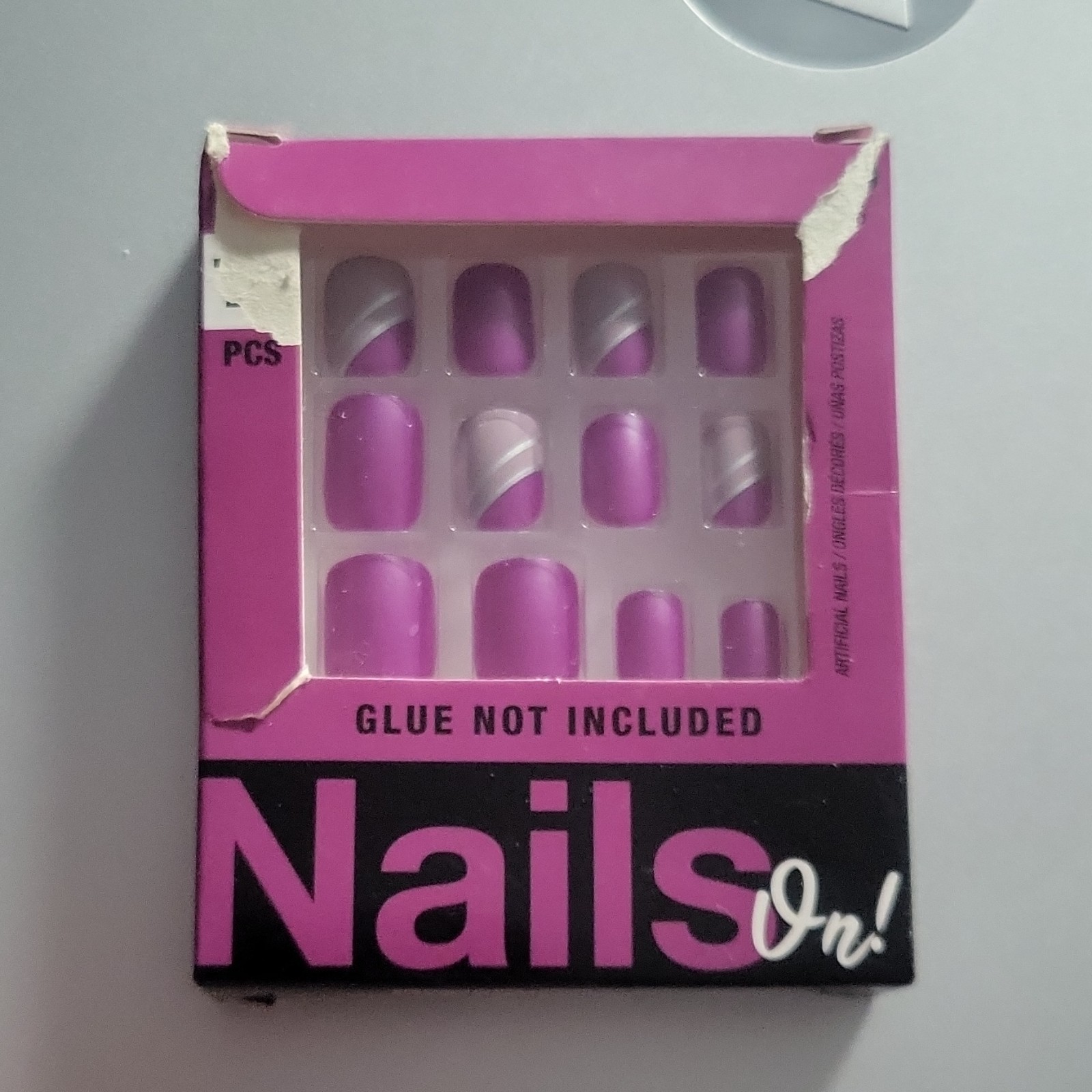 Nails On! Press-On Nails Blue/Silver And Purple Bundle No Glue