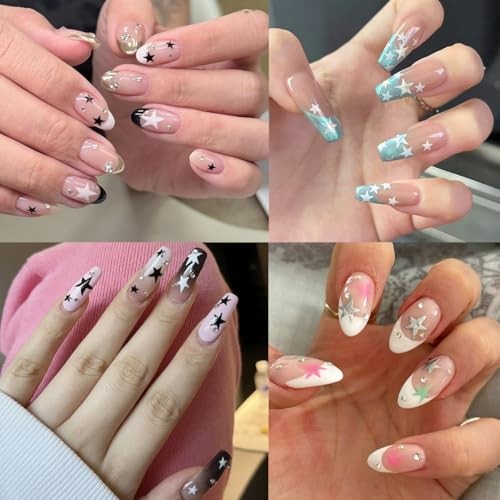 8 Sheets Star Nail Art Stickers Self-Adhesive 4th of July Nail Decals Star-8