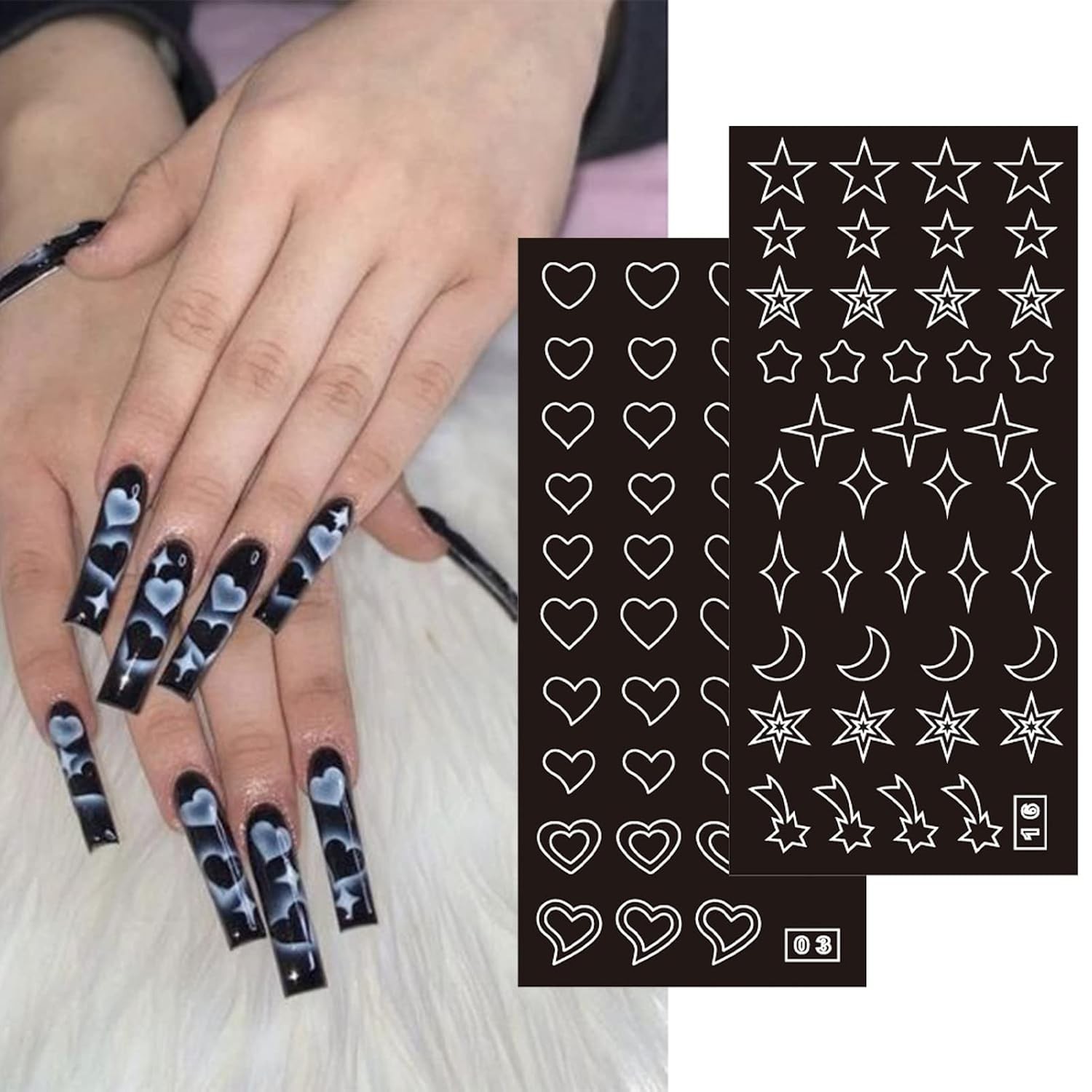24 Sheets Airbrush Stencils Nail Stickers for Nail Art, French Nail Decals Pr…