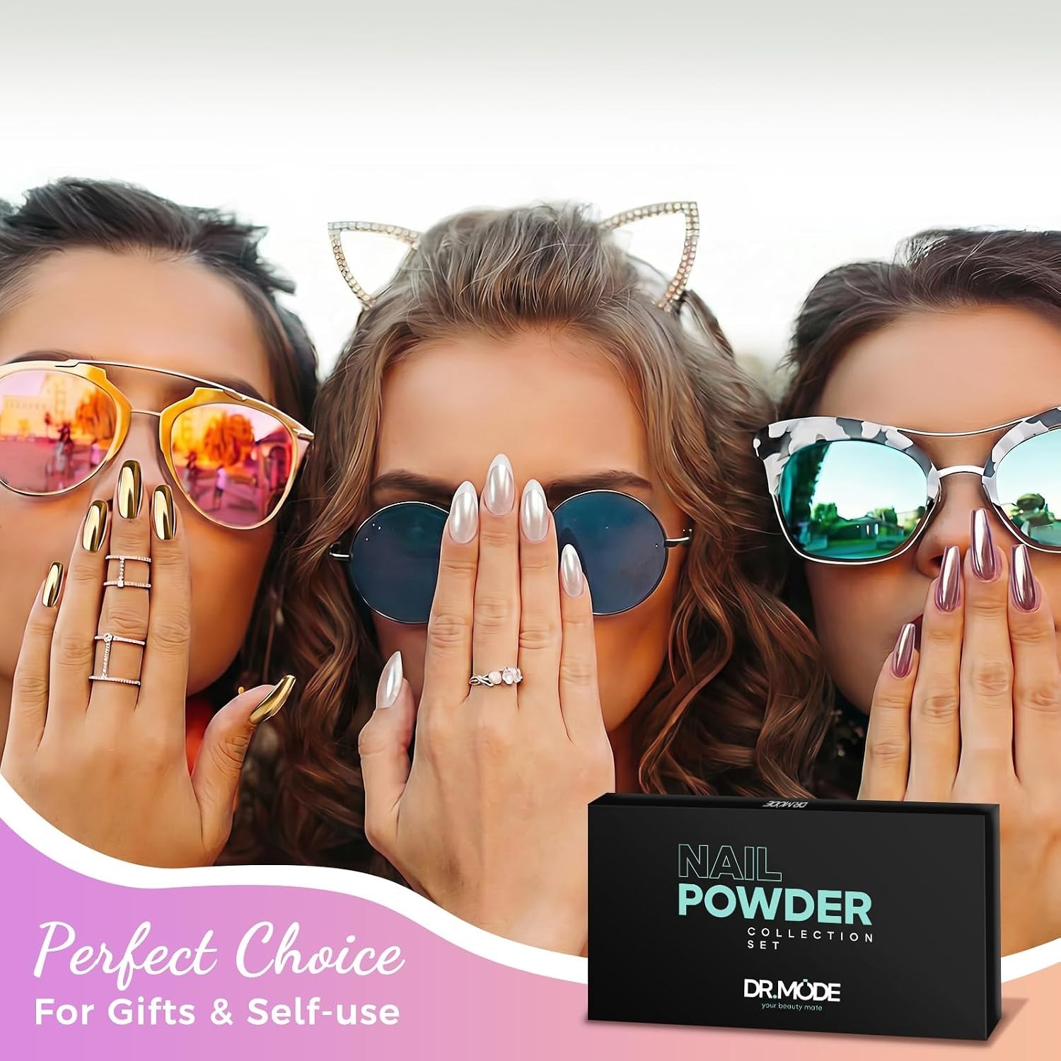 Chrome Nail Powder Palette – Iridescent Holographic Shine & Style