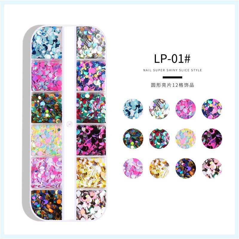 5 Boxes Set Nail Art Glitter Sequins Dot Round Shining DIY Nails Decoration