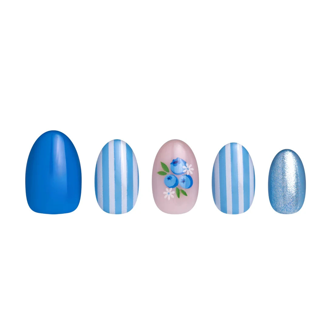 Red Aspen Press On Nails-Berry & Bright, Babette Short Almond Blue