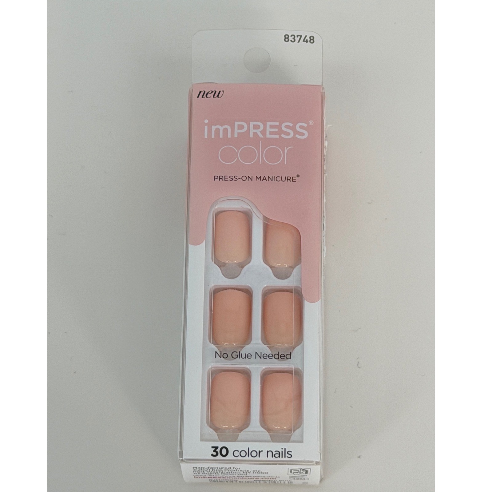 Kiss Impress Color Press On Manicure Peachy Nude 30 Nails Spring Neutral 93-44