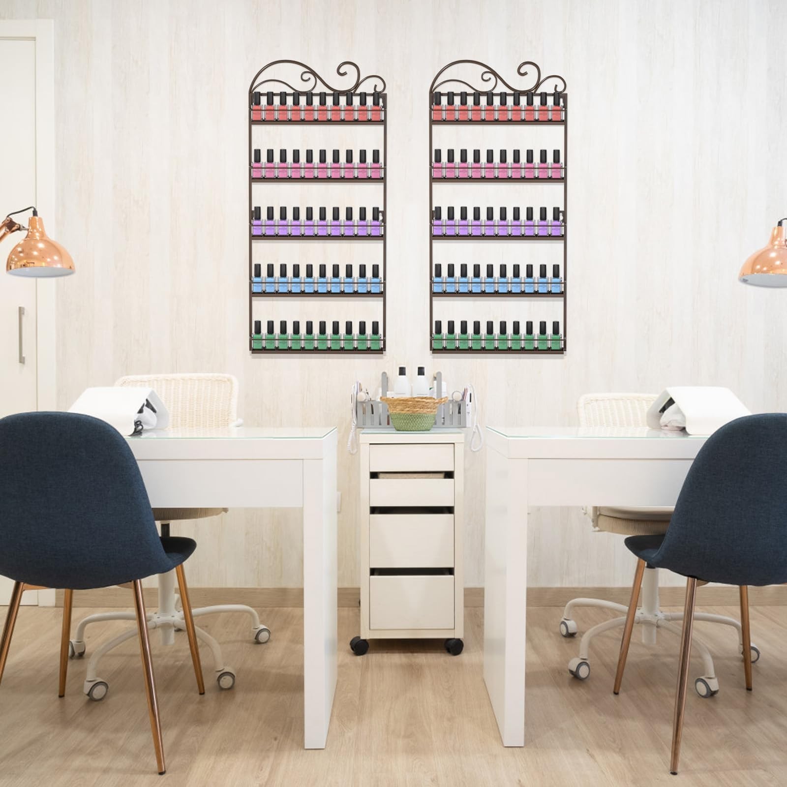 ERYTLLY Wall Mounted Nail Polish Rack, Rectangle Nail Storage Organizer, Salo…