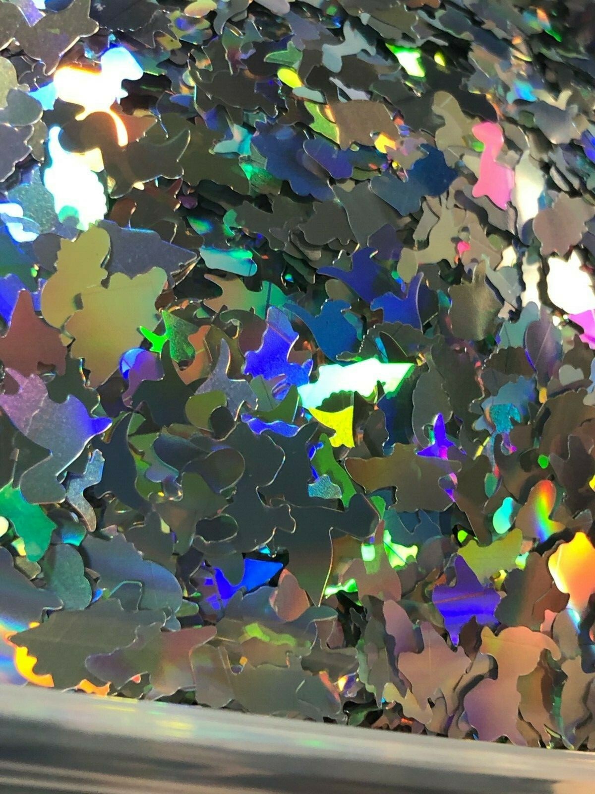 Solvent Resistant HOLO Silver Dinosaur Glitter Nail Face Act Epoxy US Seller