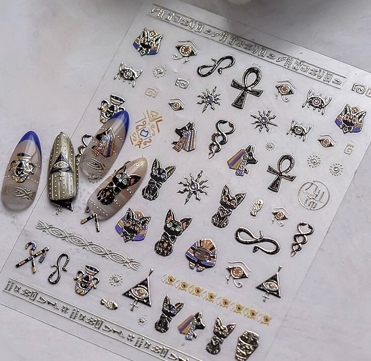 Nail Art Stickers 3D Egyptian Mau UK Post