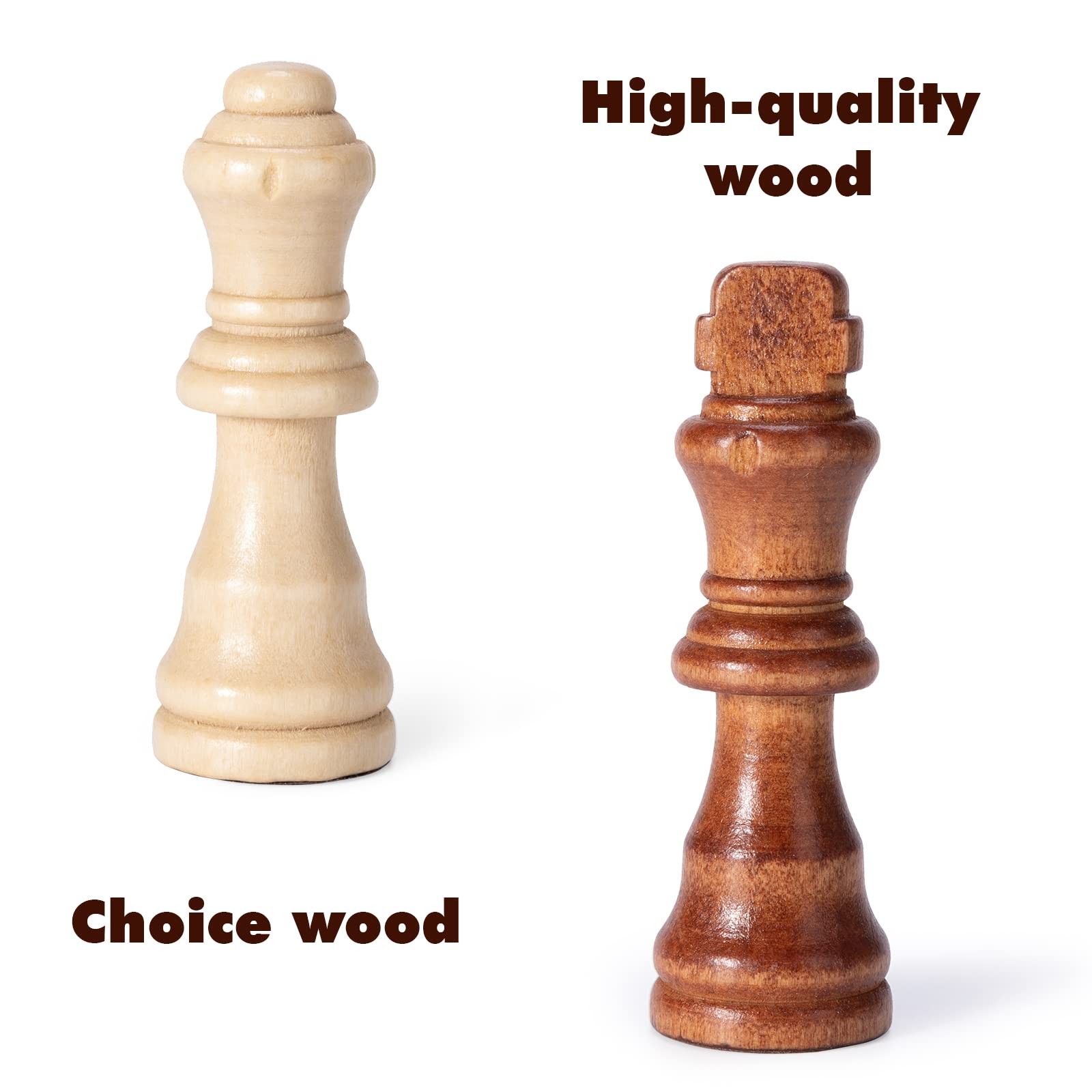 Wooden Chess Pieces Only, 32 Piece Tournament Staunton 3.15 inches, Brown