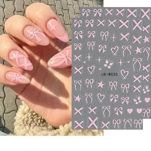 Heart Bows Nail Art Stickers Valentine’s Day Nail Supplies 3D Self Christmas 5