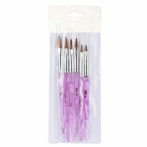 6Pcs Nail Art Brush Tool Set Crystal Handle Acrylic UV Gel Carving Glitter Brush