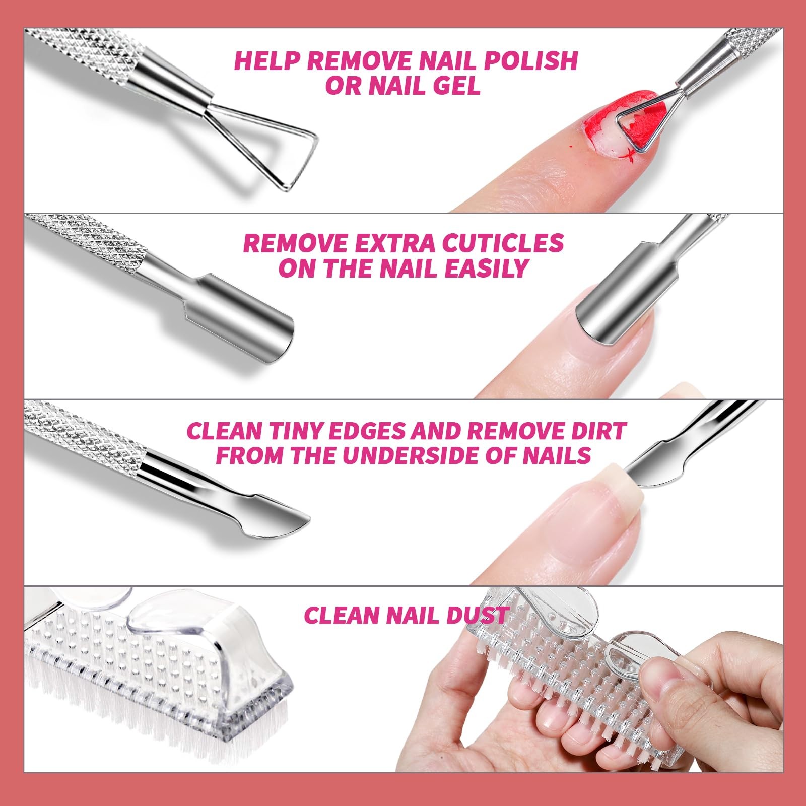 FANDAMEI Nail Polish Gel Remover Tools Kit, 10 Pcs 516 Piece Set, B-Clear