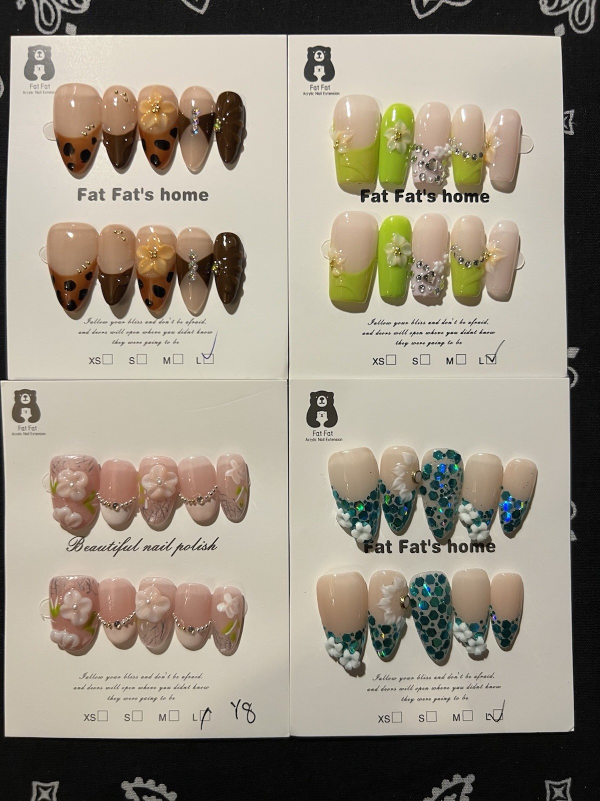 Handmade Fat Fats Press-On Nails Set Of 4 Size Large