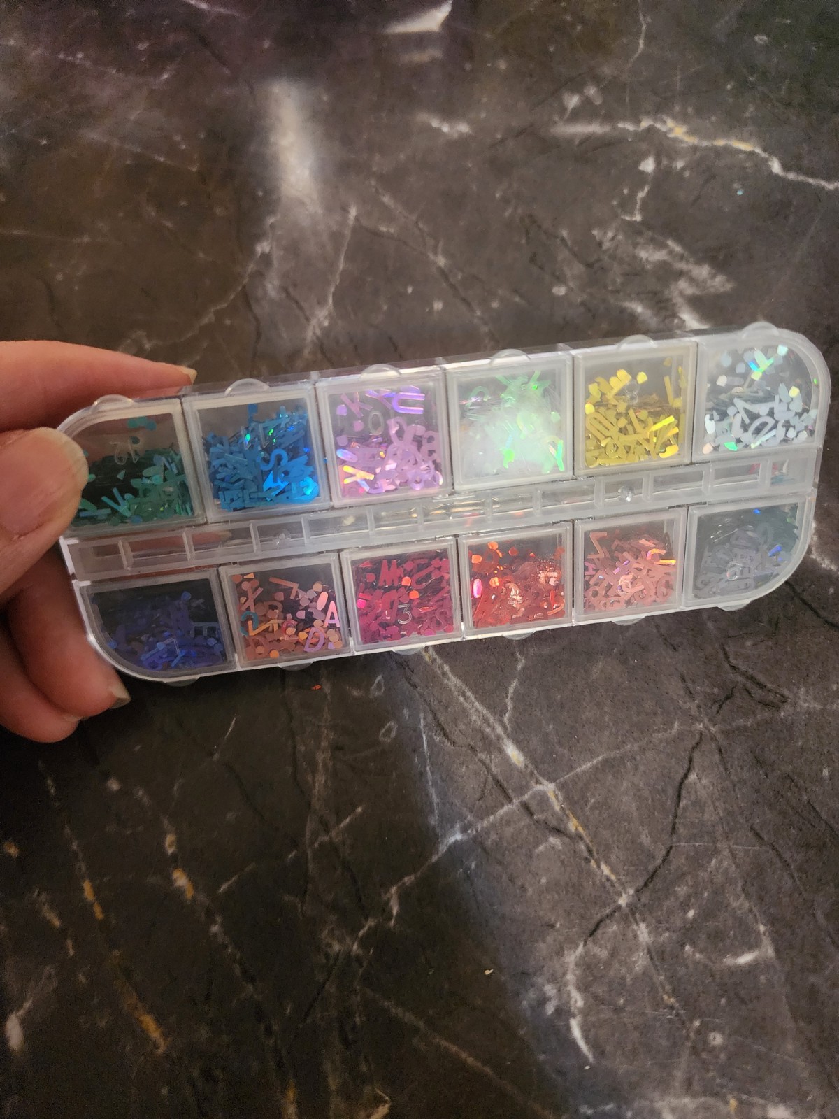 Multicolor Holographic Mixed Embellishments Set Assorted Shapes for Nail Art