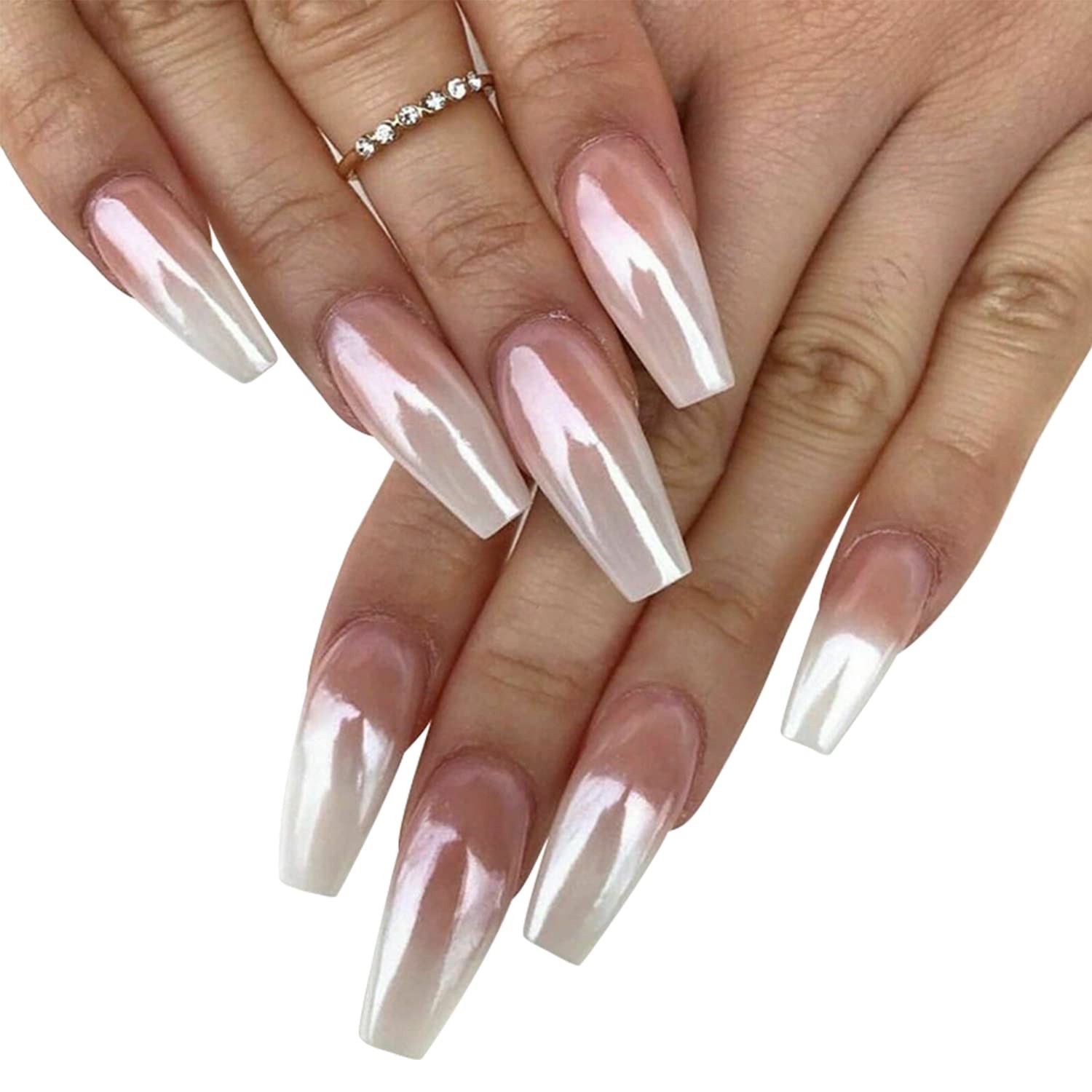 Magic White Pearl Chrome Nail Powder Solid Shell Fairy Glitter Nails Art Powd…