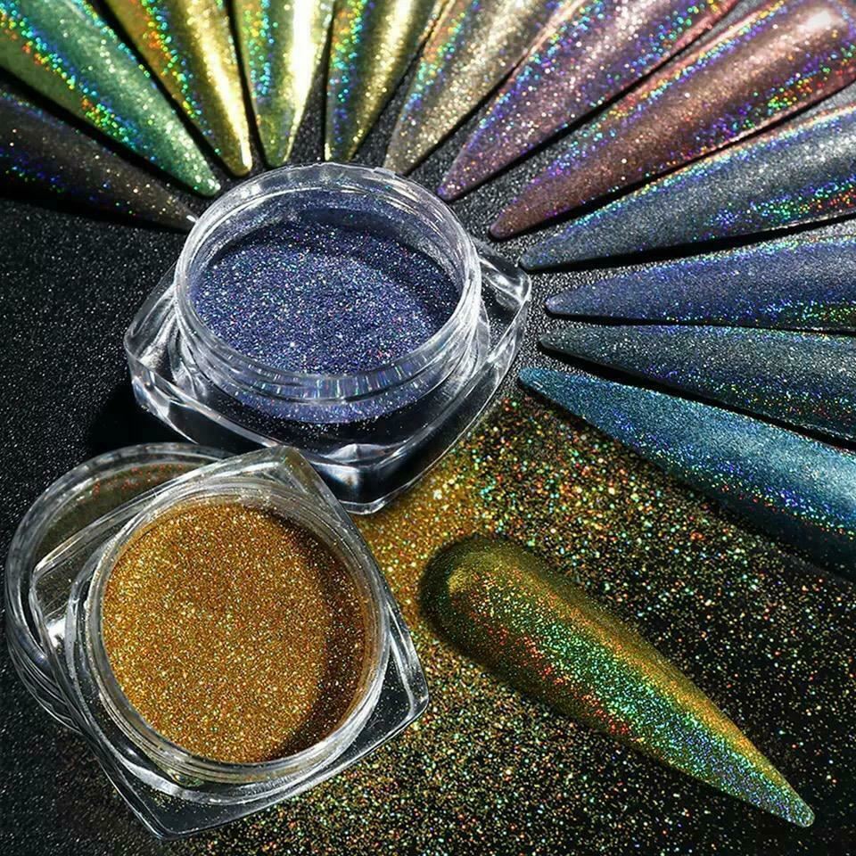 Nail Holographic Mirror Glitter Powder Dust Shimmer Mermaid Unicorn Pigment Art