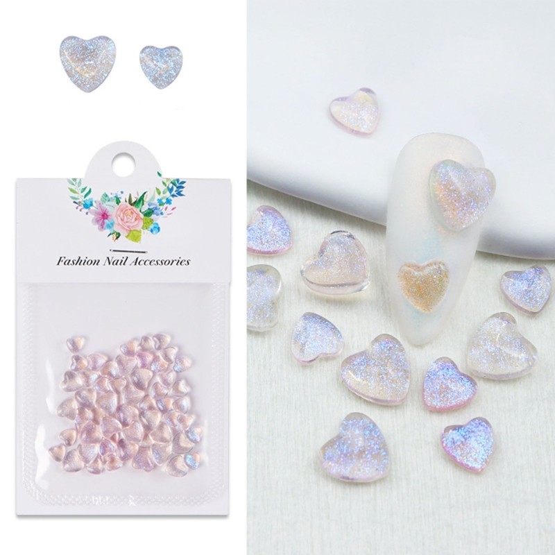 50Pcs Large Nail Art Rhinestones Flat Back Nail Crystals Heart Nail Gems Stone