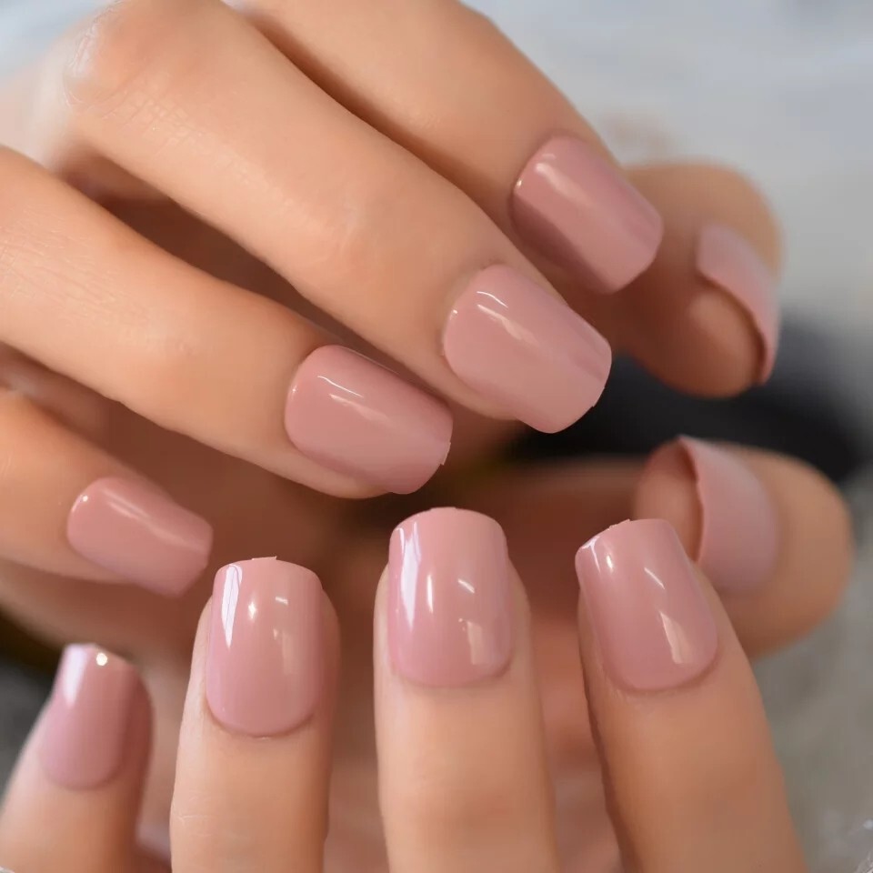 24 Short Blush Pink Press on nails glue on kit Mauve