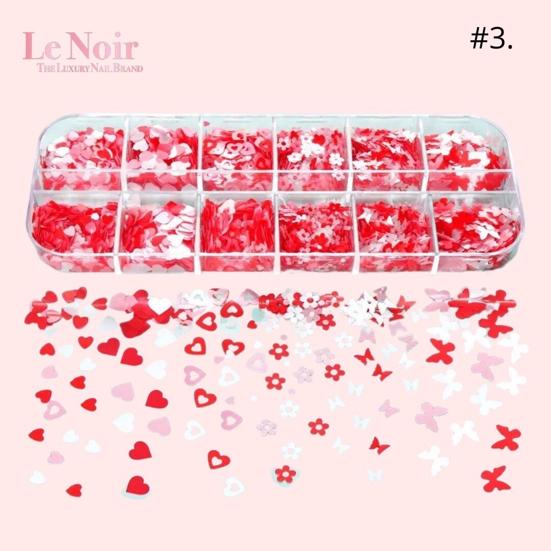 Hearts Nail Art Glitter Sequins Shiny Holographic Flakes 12 Box DIY EASY TO USE