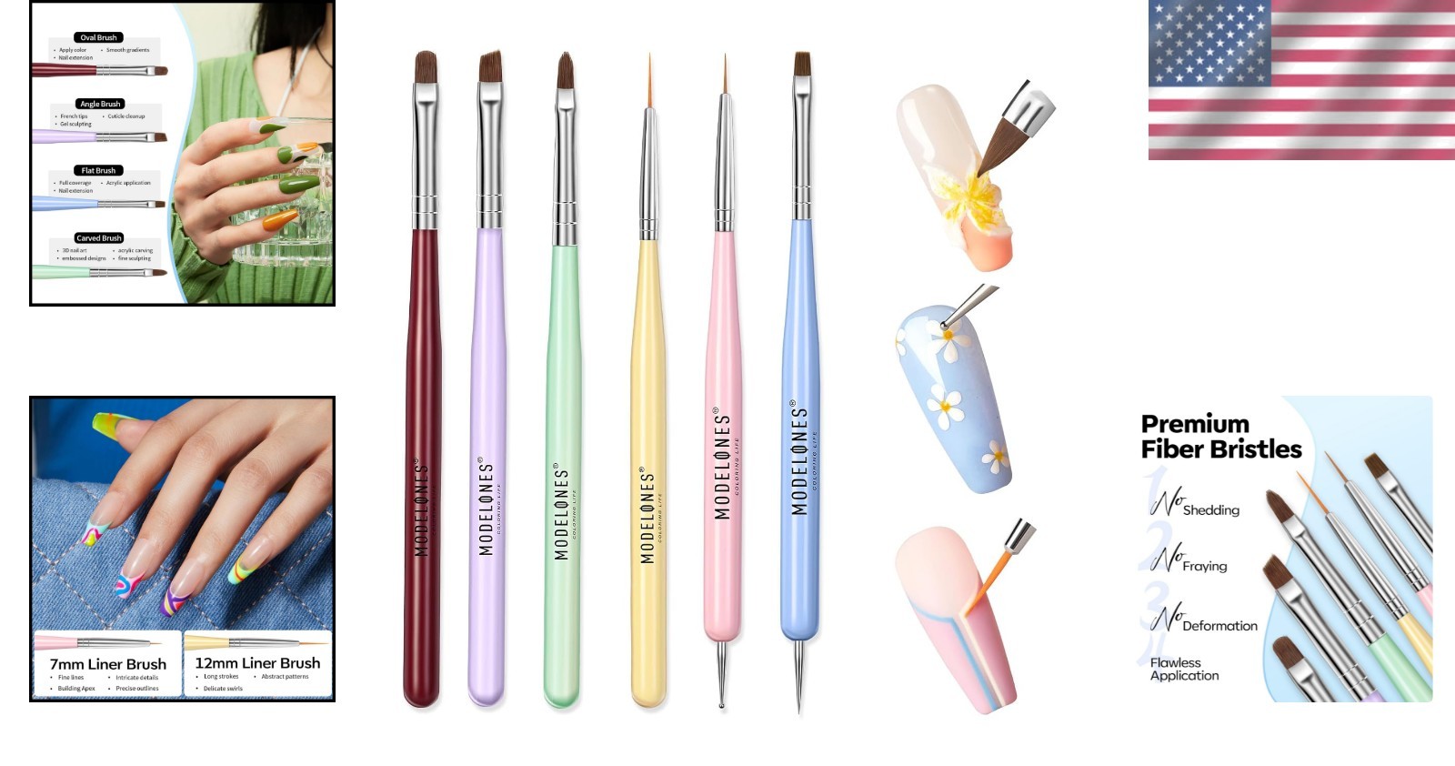 Lightweight 6-Piece Nail Art Brushes – Ideal for Precision Nail Painting